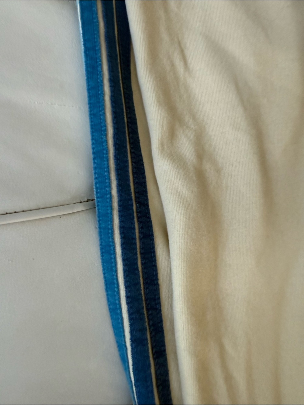 Aviator Nation Cream Sweatpants with Blue Side Stripes